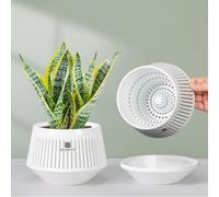 Meshpot 12 cm Plant Pots Indoor with Drainge and Good Airflow,Set of 3 Plastic Planters for Indoor and Outdoor Plants, Small Flower Pot with Air-pruning for Potho,Snake Plants,Cacti,Orchids,Herbs