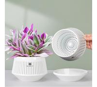 Meshpot 12 cm Self Watering Pots for Indoor and Outdoor Plants with Good Airflow and No Leaking,Set of 3,Decorative Small Self Watering Planter with Drainage for Houseplants,Pothos,Peace Lily,Herbs