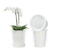 Meshpot 2Pcs 5 Inch Plastic Orchid Pots with Holes,Decorative Planter Pots for Indoor Outdoor Flower Plants,Herbs,Snake Plants and Succulents