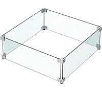 MESIDA 14"x14"x6" Fire Pit Glass Wind Guard, Tempered Glass Firepit Table Shield, Thick and Sturdy, with Hard Aluminum Corner Bracket
