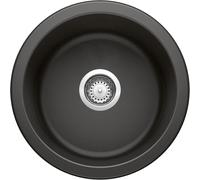 MESIDA 17 Inch Round Granite Kitchen Sink Undermount Single Bowl in Black