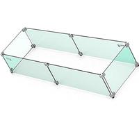 MESIDA 45"x15.5"x6" Fire Pit Glass Wind Guard, Tempered Glass Firepit Table Shield, Thick and Sturdy, with Hard Aluminum Corner Bracket