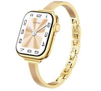 Mesime Slim Stylish Watch Bands for Women Compatible with Apple Watch 49mm 46mm 45mm 44mm 42mm 41mm 40mm 38mm, Thin Metal Band for iWatch Ultra, Gold + Nude, 49mm/46mm/45mm/44mm/42mm(Series 3 2 1
