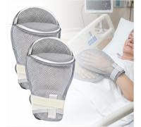 MESINURS Hand Protection Mittens for Elderly Patients - Soft Padded Gloves for Dementia, Alzheimer’s, Unconscious Care, Soft Breathable Gloves for Skin Coverage and Daily Care,1 Pair (Zipper, Grey)