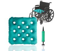 MESINURS Inflatable Seat Cushion for Wheelchair, TPU Anti-Bedsore Waffle Seat Pad for Bedridden Elderly Disabled Prolonged Sitting Pain Relif With 1 Air Pump, 16" x 16", Set of 1