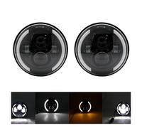 MESKEL Front Headlights Assembly For Jeep For Wrangler Unlimited Rubicon Utility 1976-2015 2016 2xLada Auto Motor 7 Inch Led Hi/Low H4 Light Halo Angle Eyes DRL Headlamp(40w Halo light Black)