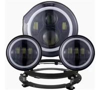 MESKEL Motorbike Headlight For Touring For Electra For Glide 7 Inch Led For 7" Projector Motor Headlight + 4 1/2 Passing Lights(Halo black set)