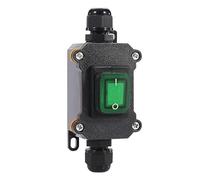 Meskliu Waterproof Inline Switch, 12VDC/16A-24VDC/20A DPST On/Off Rocker Switch, IP67 Switch, Cable Switch, Cord Switch for Outdoor Use on Both Sides Inlet and Output (Green LED)