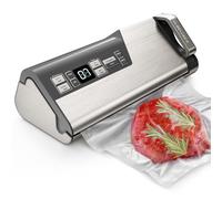 Mesliese Vacuum Sealer Machine, Powerful 95kPa 140W One Hand Operation Food Sealer, Double Seal Strip with Build-in Cutter & Countdown Display, 2 Bag Rolls, 5PCS Pre-cut Bags, PULSE & Marinate