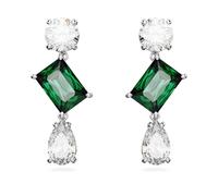 Mesmera drop earrings, Mixed cuts, Green, Rhodium plated