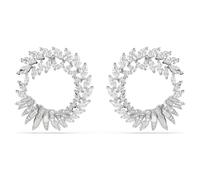 Mesmera hoop earrings, Marquise cut, White, Rhodium plated