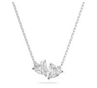 Mesmera necklace, Heart, White, Rhodium plated