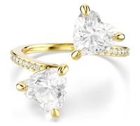Mesmera open ring, Heart cut, Pavé, White, Gold-tone plated