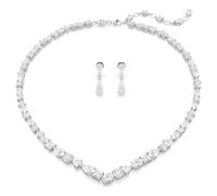 Swarovski Mesmera Necklace and Earring Set, White Crystals in a Rhodium Plated Setting, from the Mesmera Collection