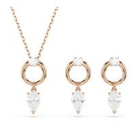 Mesmera set, Pear cut, Round cut, White, 18K rose gold finish