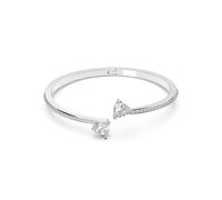 Mesmera White Rhodium Plated Cubic Zirconia Heart Bangle - Size Medium