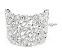 Mesmera wide bracelet, Mixed cuts, White, Rhodium plated