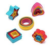 Mesmeriser Cookie Cutters Shapes - Pack of 25 Round, Love, Star, Square, and Flower Biscuit Cutter Set for Fun Time with Kids