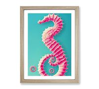Mesmerising Seahorse Framed Print | A3 Oak Framed Wall Art | Ready to Hang | Modern Animal Picture | Living Room Bedroom Lounge Office