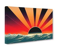 Mesmerising Seascape At Sunset Canvas Print | Gallery Wrapped 30mm Frame Wall Art | 30x20 inches | Ready to Hang | Abstract Seascape Picture | Living Room Bedroom Lounge Office