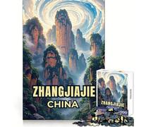 Mesmerising Zhangjiajie National Forest Park 1000-piece Puzzle for Adults Cognitive Train Tight Connection Pattern Build Wall Art (38x26cm)