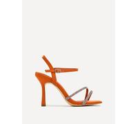 Mesmerize Orange Faux Suede Square Toe Diamonte Embellished Heel Linzi Orange 3-Standard Fit