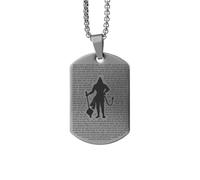 Mesmerize Silver Sacred Hanuman Chalisa MicroCarved Tag Necklace | Premium Stainless Steel | Anti-Tarnish, Water & Sweat Proof | Spiritual Protection Pendant for Men (Black)