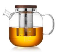 MESNEY Glass Teapot with Infuser and Lid - 40oz Borosilicate Glass Teapot with Heat-Resistant Handle - Stainless Steel Mesh Infuser for Loose Leaf & Blooming Tea - Stovetop & Microwave Safe