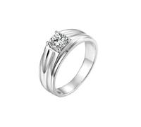 Mesnt 14K White Gold Ring, Solitaire Wedding Ring for Men Round Shape Moissanite 0.8ct, Size O 1/2