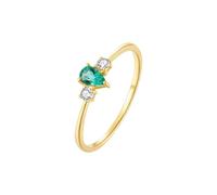 Mesnt 14K Yellow Gold Elegant Polished Thin Ring for Womens with Teardrop Emerald, Size U 1/2