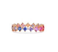 Mesnt 18K Rose Gold Women Engagement Ring with 1cttw Square Colourful Sapphire, Size O 1/2