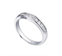 Mesnt 18K White Gold Elegant Diamond Engagement Ring for Womens Channel-Setting, Size U 1/2