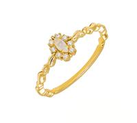 Mesnt 18K Yellow Gold Elegant Wedding Ring for Women with 4x2mm Marquise Shape Opal and Moissanite, Size N 1/2