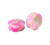 Mesnt 2PCS Stone Ear Tunnels and Plugs with Pattern Tunnel Ear Stretching Plug Gauge Body Piercing Jewelry (Pink, 11/16 inch)