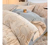 Mesnt 3-Piece Single Bedding Set, Leaf Pattern Duvet Quilt Cover & Bed Sheet & Pillowcase Set, Polyester, Khaki Slate Blue, Style 13, 1.2m-150x200cm