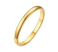Mesnt 316L Stainless Steel Rings for Women, Surgical Steel Stackable Thin 2MM Plain Band Promise Engagement Ring, Gold, Size N 1/2