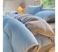 Mesnt 4 Piece Bed Sheet Set King, Double-sided Solid Color Two Tone Bedding Set with Bed Sheet and 2 Pillowcases, Polyester, Blue Grey, 2.0m-220x240cm