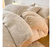 Mesnt 4 Piece Bed Sheet Set with Duvet Cover, Double Leaf Pattern Bedding Set with Bed Sheet and 2 Pillowcases, Polyester, Light Khaki, Style 12, 1.5m-200x230cm