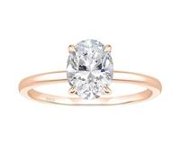 Mesnt 925 Promise Rings for Her, Elegant Solitaire Wedding Ring for Women with 8x10mm Oval Cubic Zirconia, Rose Gold, Size M 1/2