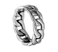 Mesnt 925 Sterling Silver Wedding Ring 925 Sterling Silver Punk Rock Cuban Chain Ring 6mm 925 Sterling Silver Wedding Rings for Boy,Father,Husband Ring Size O 1/2