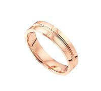 Mesnt 9K Rose Gold Plain Wedding Bands Ring for Mens 4MM, with Cross Groove, Size V 1/2