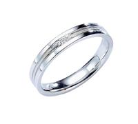 Mesnt 9K White Gold 3.7MM Classic Engagement Wedding Bands Ring for Men, Groove with Diamond, Size V 1/2