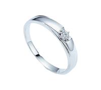 Mesnt 9K White Gold 4 Claws Solitaire Diamond Promise Bands Ring for Men 0.1ct, Size O 1/2