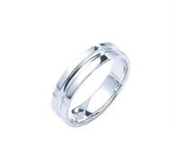 Mesnt 9K White Gold Classic Plain Engagement Ring for Men with Center Groove, Size V 1/2