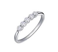 Mesnt 9K White Gold Elegant Thin Promise Ring for Womens with 5 Diamond 0.3cttw, Size U 1/2