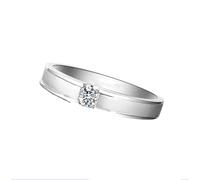 Mesnt 9K White Gold Matte Solitaire Promise Ring for Men with 0.2ct Diamond, Size O 1/2