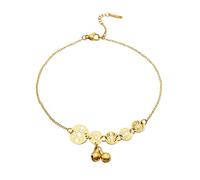 Mesnt Anklets Stainless Steel Gold, Thin Chain with Coins and Bells Pendant Ankle Bracelet for Women