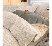 Mesnt Bedding Set 3 Piece, Single Leaf Plant Pattern Bedding Set with Bed Sheet and 1 Pillowcase, Polyester, Beige Gray, Style 3, 1.2m-150x200cm