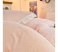 Mesnt Bedding Set 4 Piece, Double Flower and Leaf Branch Pattern with Ruffle Trim Bedding Set with Bed Skirt and 2 Pillowcases, Polyester, Light Pink, Style 10, 1.5m-200x230cm