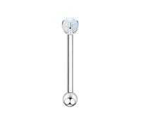 Mesnt Body Jewelry Nose Rings, 1pcs 16G Internally Threaded Piercing Nose Studs with White Colorful Opal in G23 Titanium, Silver, 1.2x10mmx4mm